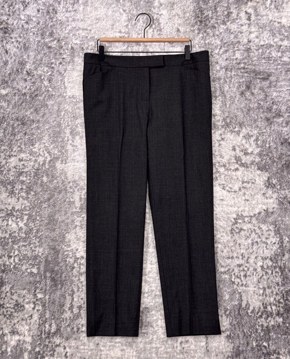 Lafayette 148 Pants 10 Womens Irving Gray Suit Wool Sharkskin Dress Trouser